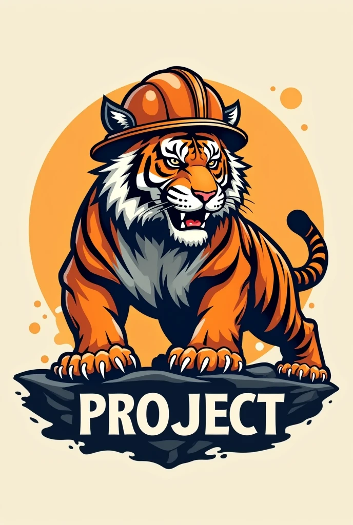 Create a campaign logo that has a slogan of "Project M" with an orange tiger wearing a miner&#39;s helmet

