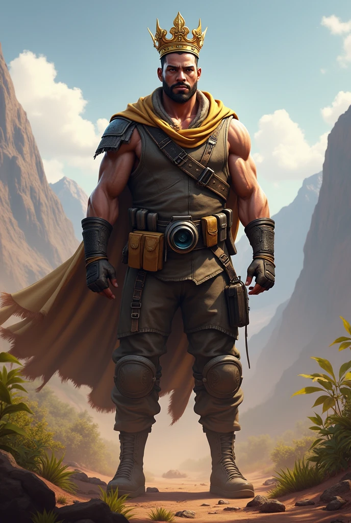 A male free fire character with a crown named Fixbt