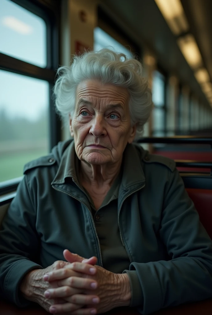 Mrs. Hubbard (57 year old lady) Nervous and sweating during an interview on the train