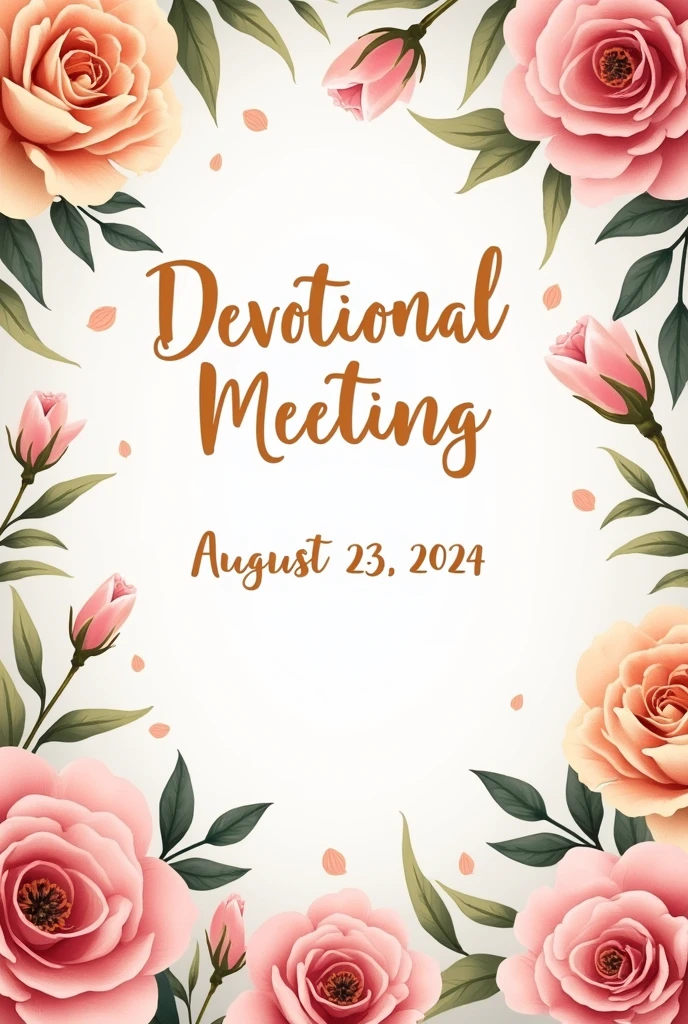 Create an invitation for me that has a floral background and a title that says Devotional Meeting, and the date of August 23, 2024 , thank you.