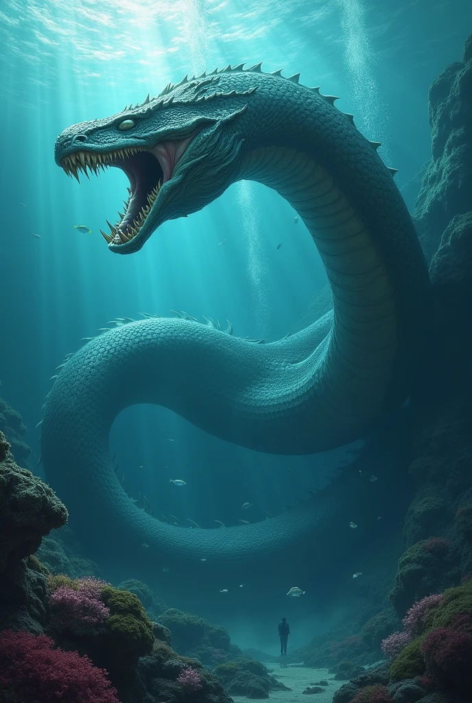 A gigantic snake under the sea