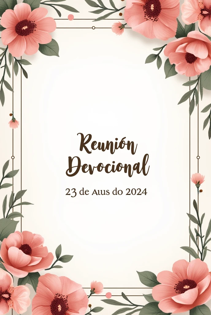 Create an invitation for me that has a floral background and a title that says Devotional Meeting, and the date of August 23, 2024 , thank you.
but let it be in Spanish