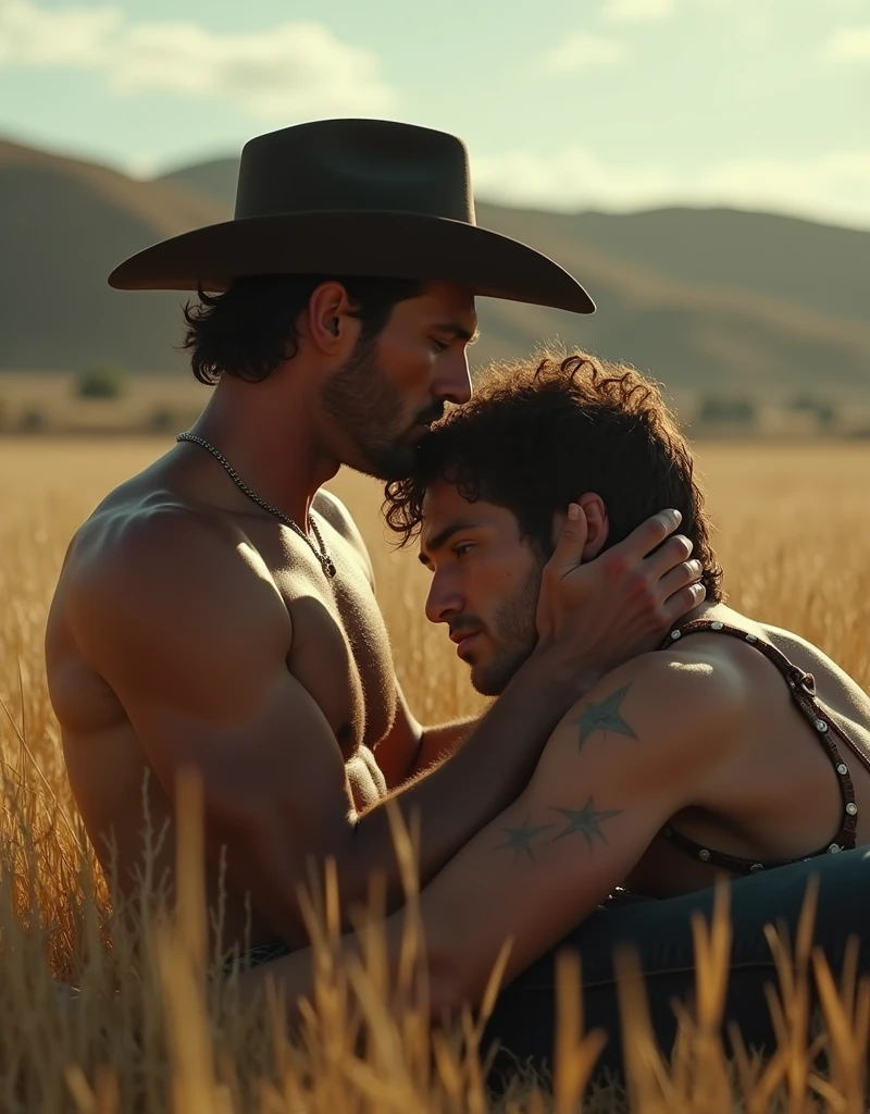 Breakback Mountain, the western United States, Lying on the grass, !!!Lying on the grass, !!!the complex relationship between love and sex between two men, Heath Ledger, Jack Glenho, working on the farm, handsome, cowboysexy triangle thongs, more details, background scattering 1.8 HD 8k real photos! Sex. Chest muscles! Chest hair! tattoo. white hair Smoke, movie feeling! Movie lights! Award-winning poster Ambiguous and teasing Western cowboy dress up。Close-up multi-angle shooting。The close-up of the protagonist!!!kissing Lying on the grass, taking a picture of God's perspective