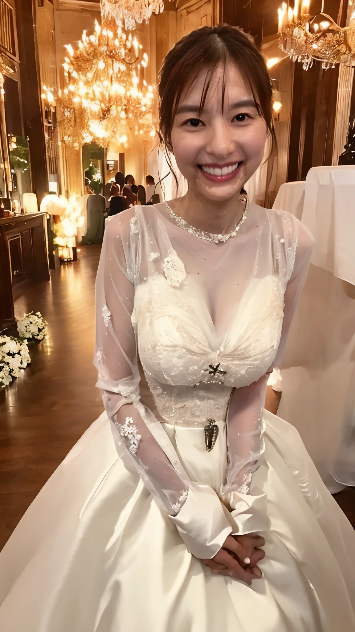 One person, wedding,Wedding dress,Big Breasts,smile