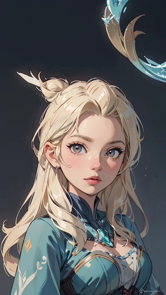 Lindo cartoon style modo retrato pose personagem em pose dinâmica duas mulheres juntas Rainha Anna de Arendelle ruiva com 1,60cm on the left and together with the platinum blonde Elsa of Arendelle with 1,75cm straight with symmetrical body with corset and beautiful breasts, well-defined body, delicate and sensual, cartoon style, digital illustration Portrait mode