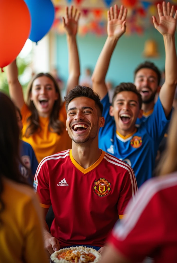 Football shirt friends birthday celebration 