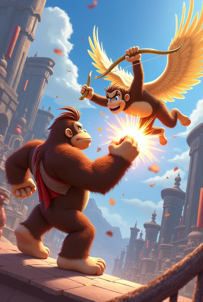 Pelea epica entre donkey Kong y Pit en smash