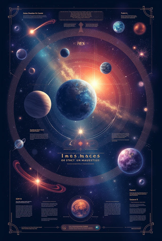 Create a poster about space and write some information about space on it in english language make the words size bigger