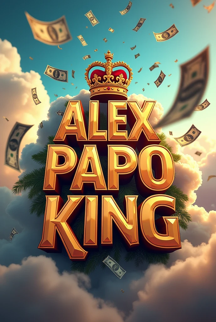 Generate a logo with the name of (Alex papo king)
With bills falling from the sky