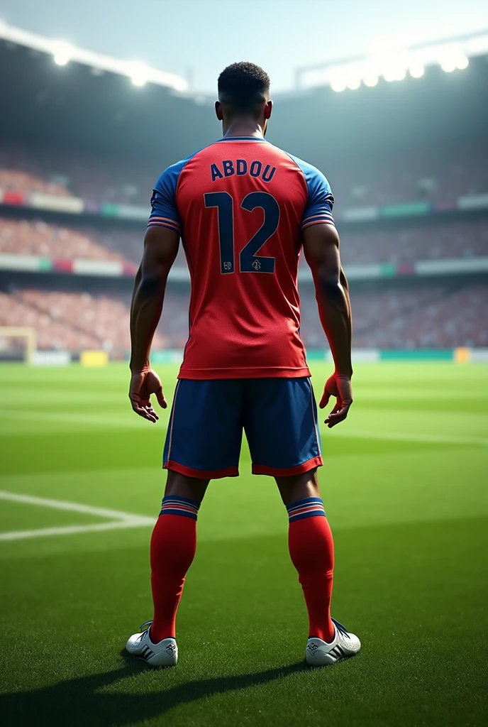 Create a soccer player with his back turned to me and the name XP-ABDOU