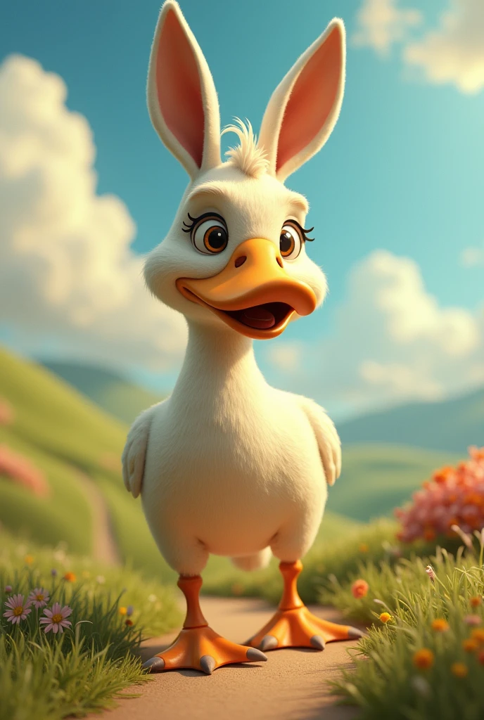Create a picture for of duck + donkey in single body