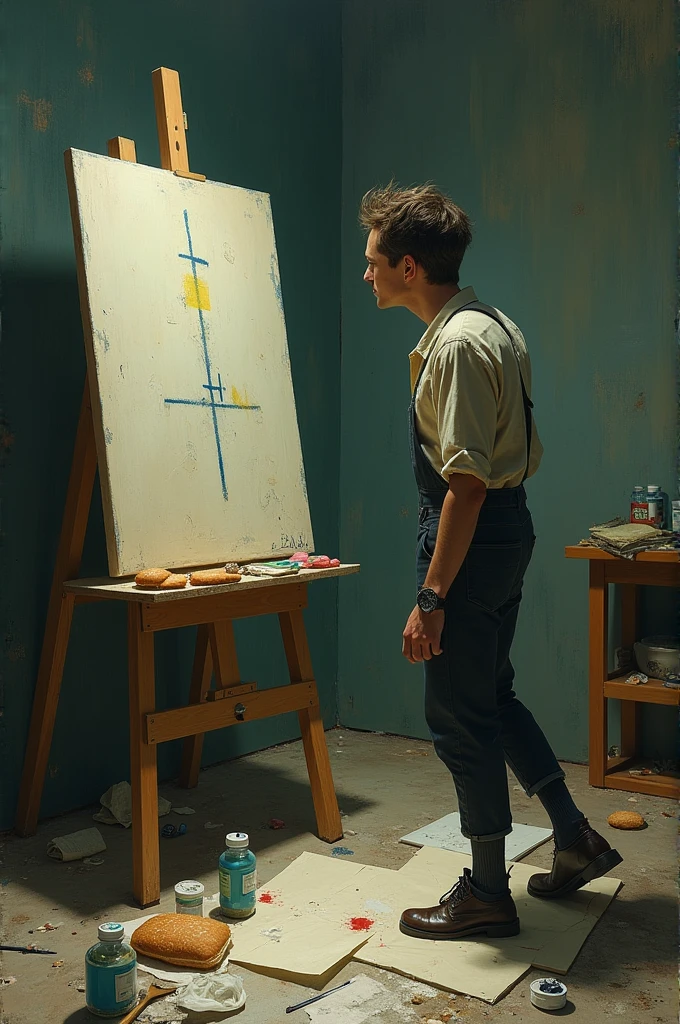 Give me a drawing of the graphic presentation of the Perez ( where a painter does not finish a drawing because of laziness)