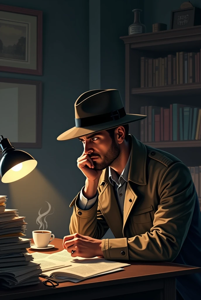 Detective thinking about a case