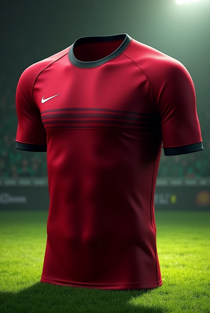 Create a football shirt like AC Milan's in 2007 but in maroon