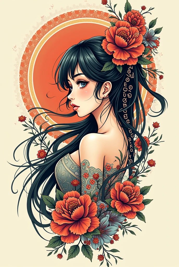 waifu tattoo design that reads "waifurama"