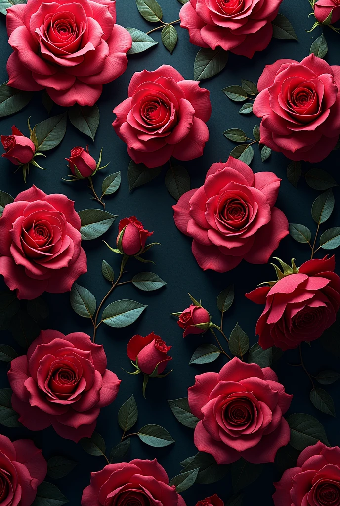 a royal rose print background, the background was covered with 2D roses, dark color