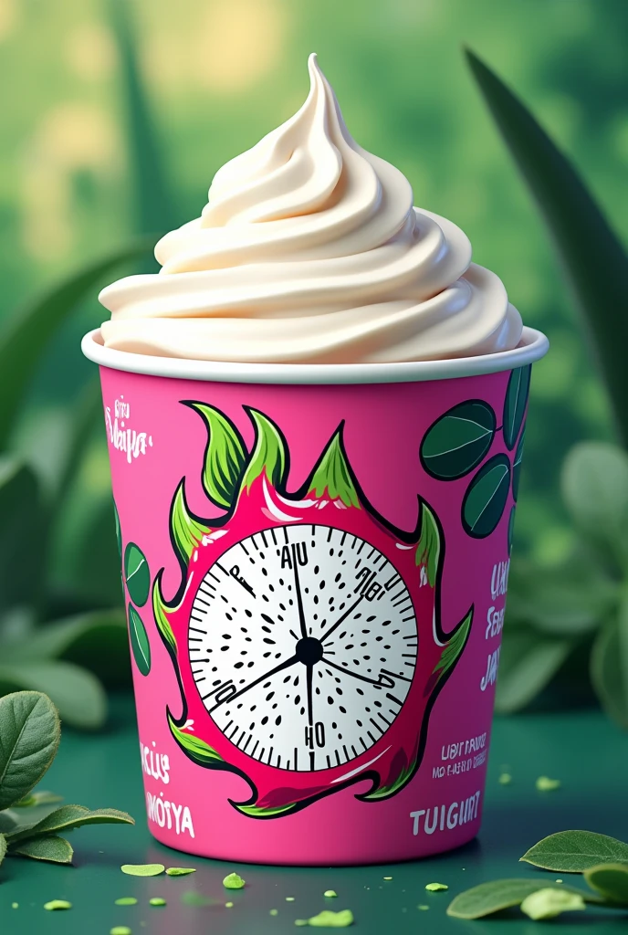 A label for a pitahaya yogurt