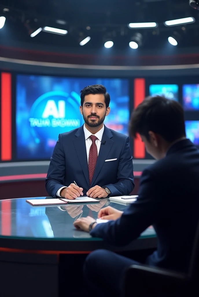 An image that looks like a newscast that has the phrase ai Talha bagwan prompt Engineer 