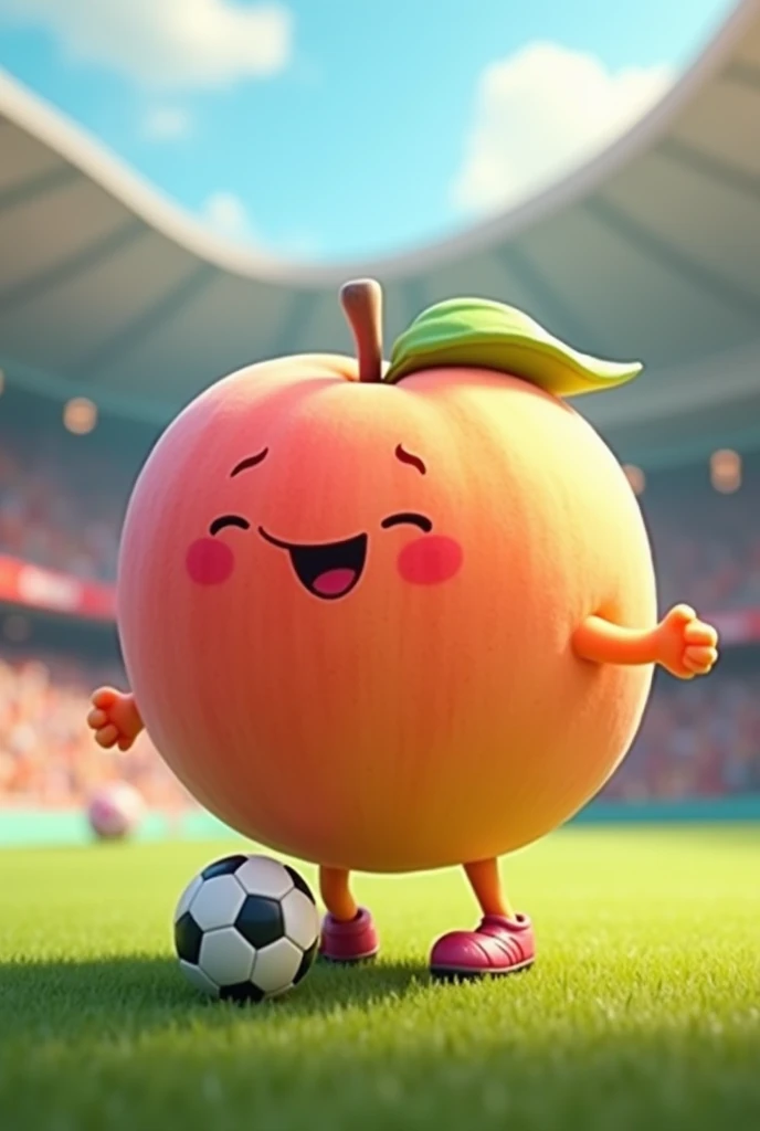 Animated peach representing soccer football