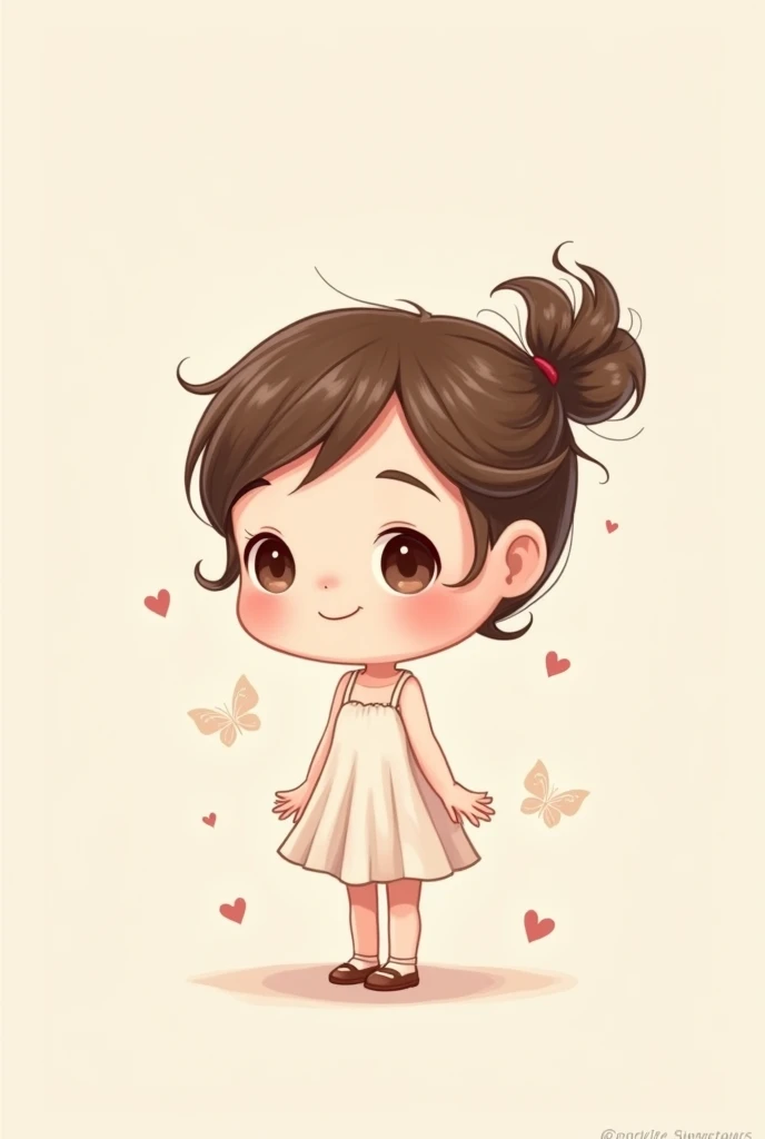 cartoon character  girl who is sweet, kind, soft hearted simple drawing 