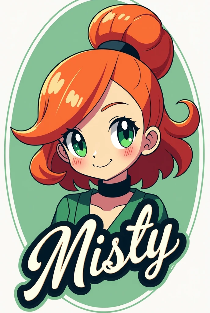 「orange! Cute cursive logo design, correct spelling, sharp focus, vivid colors, pop, modern, sophisticated and eccentric, full of vitality, Dynamic, minimalist, high quality, detailed,female pokemon character ,misty (cabello orange,green eyes, side collection)  (Best Quality,4k,8k,High resolution,masterpiece:1.2), ultra-detailed, (realist,photorealist,photo-realist:1.37) 