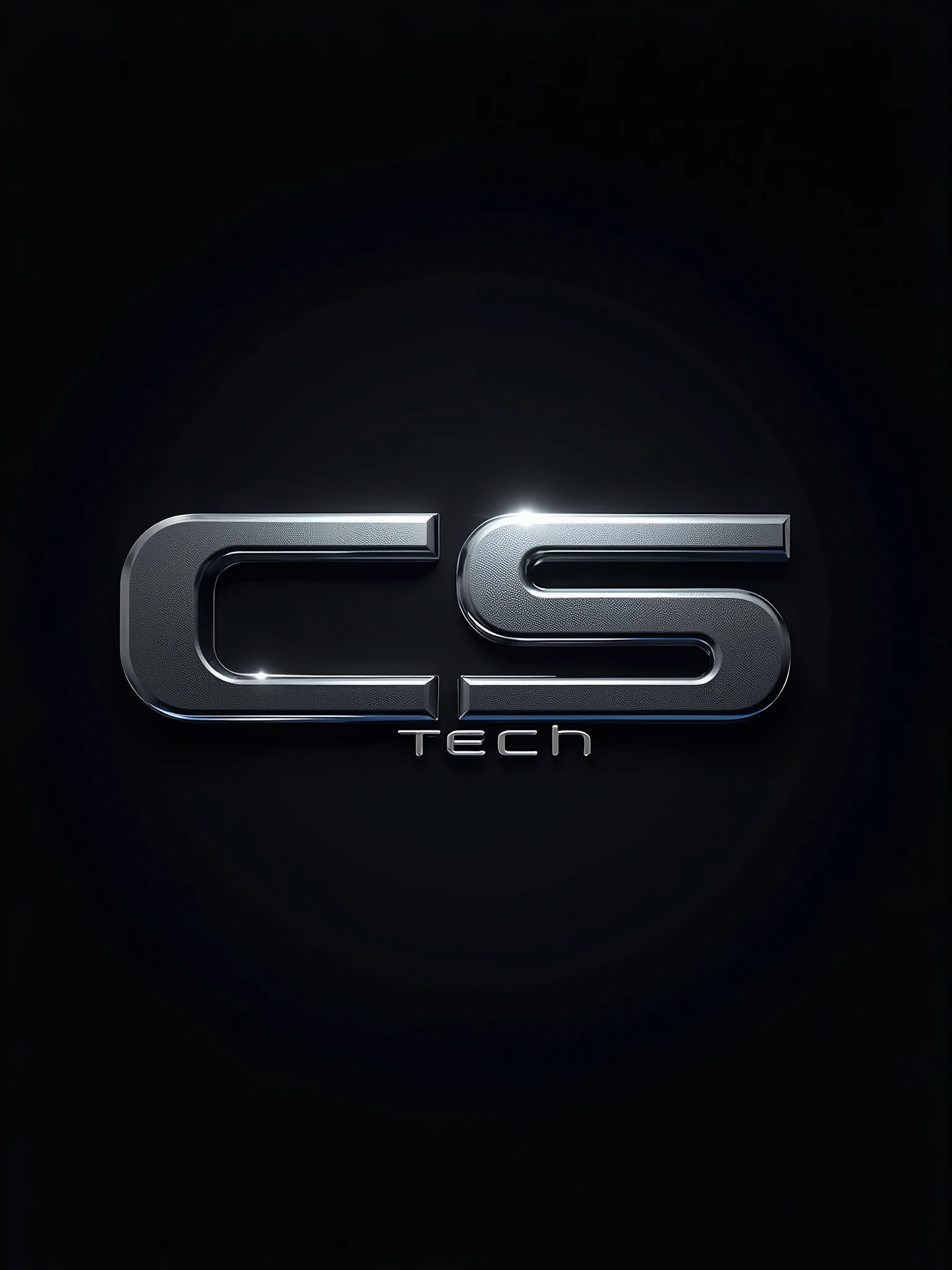 create a logo, technological, black background, technological metallic letters, using the word "CS TECH".