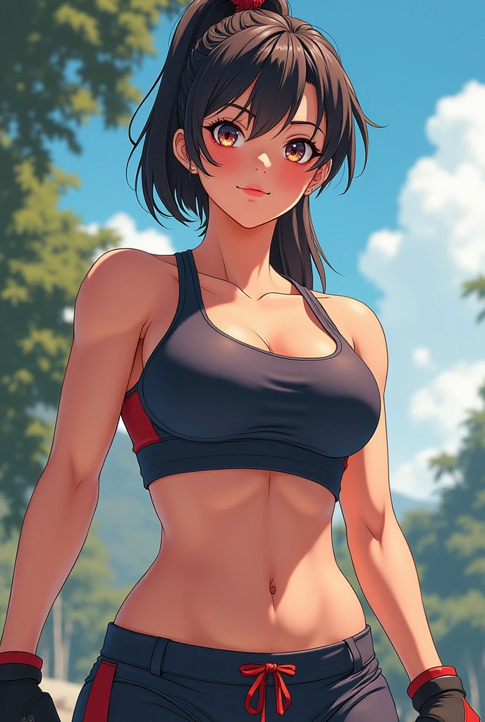 anime tomboy have sixpack