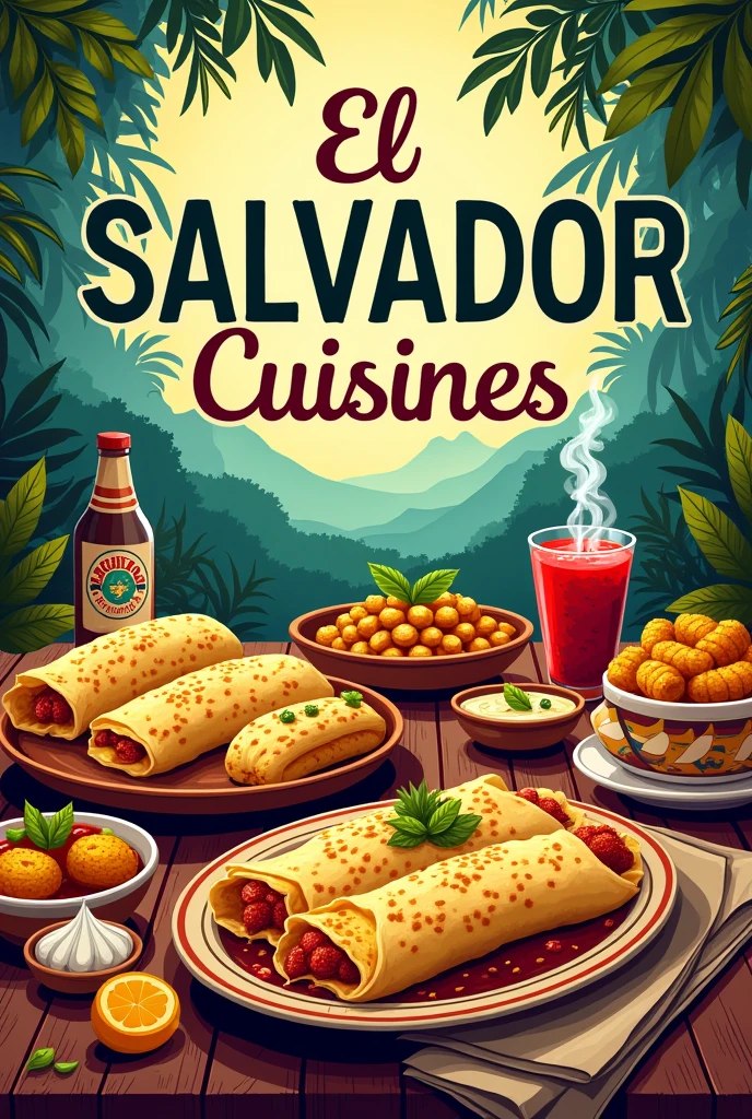 Create a poster with typical dishes from El Salvador