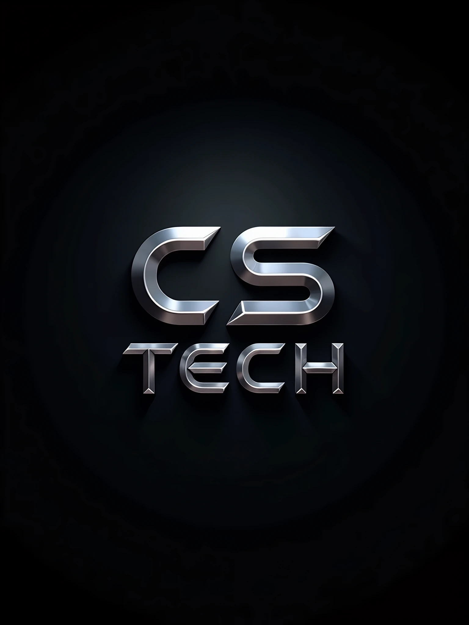 create a logo, technological, black background, technological metallic letters, using the word "CS TECH".
