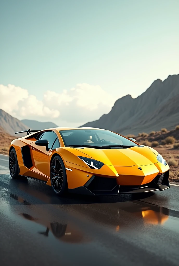 Lamborghini Gallardo, light yellow orange,dar black alloys, standing in pubg