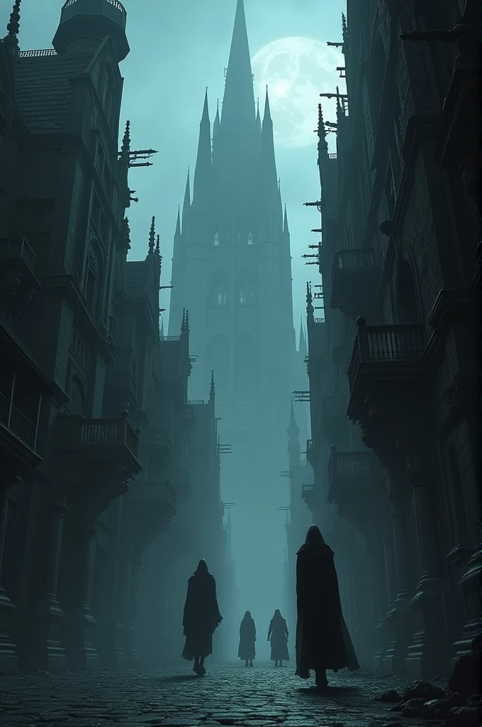 gothic city at night 