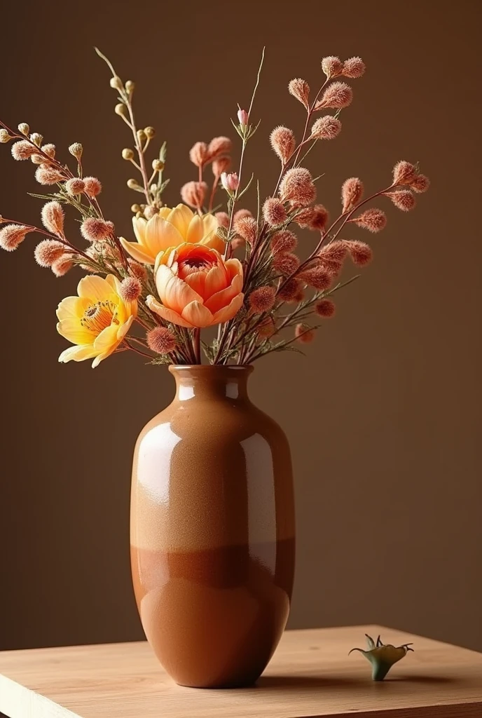 Generate a brown coloured flowe vase