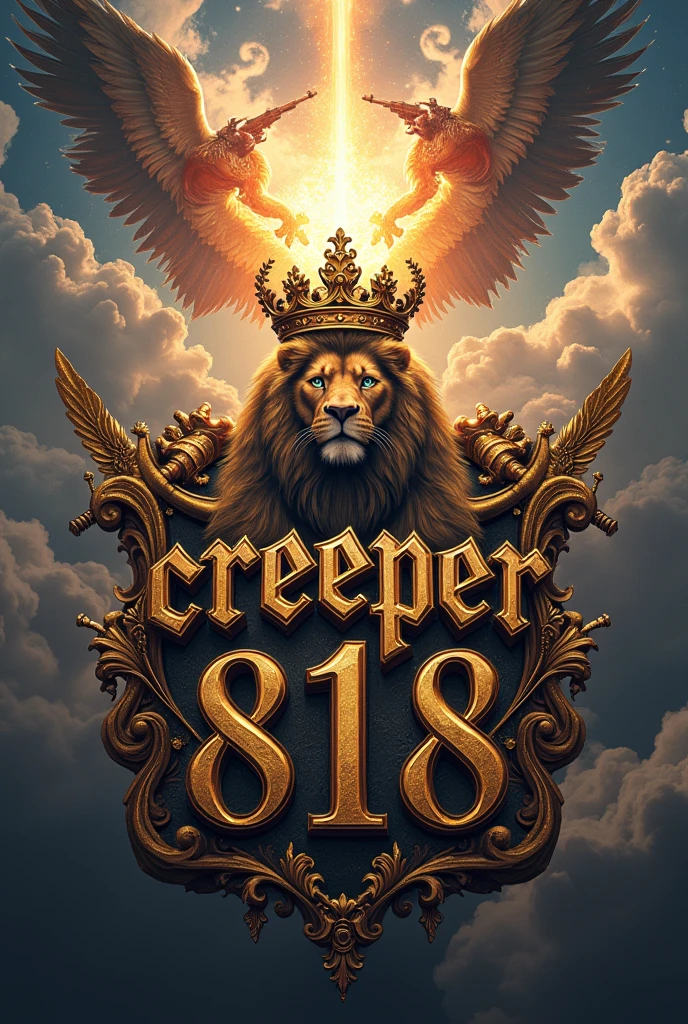 Luxury letters " CREEPER " 818 " WITH A LION AND A CRONW ON IT ". Heaven and earth behind it with " Angels and Demons fights with guns "