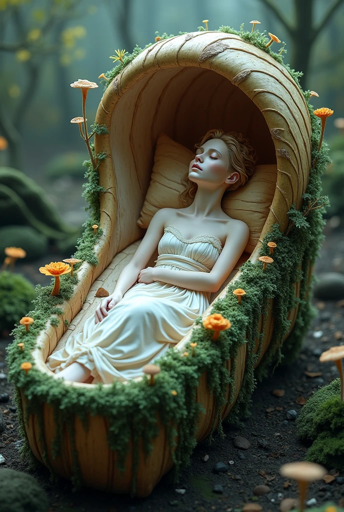 A snail-shaped coffin and this coffin is also a bed