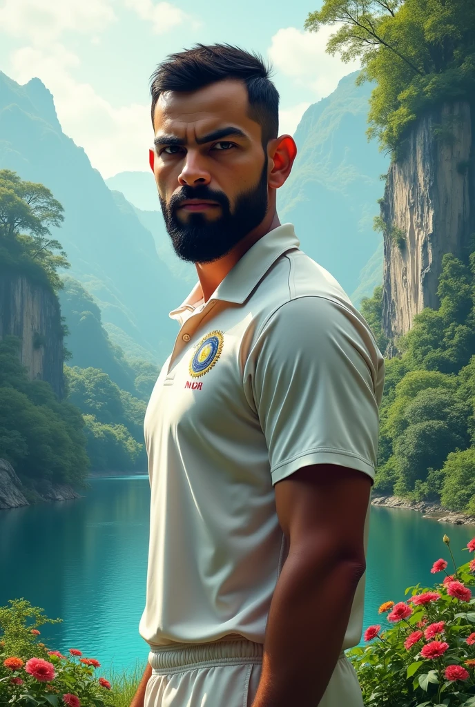 Virat kohali image with beautiful nature 