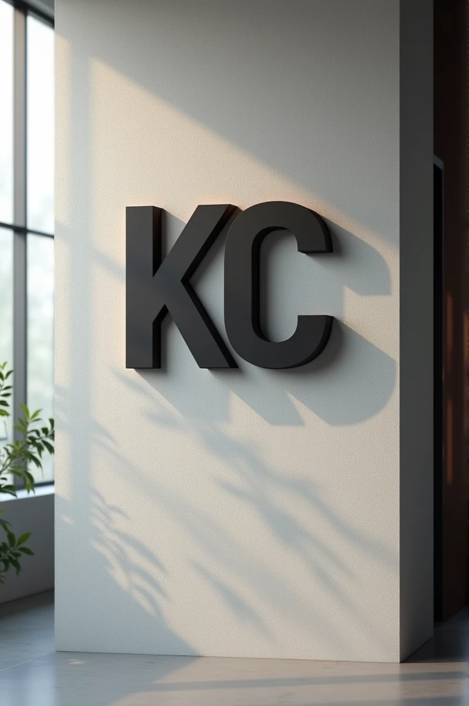 Create a logo with the letters KC Claudio pasted on a 4HD wall