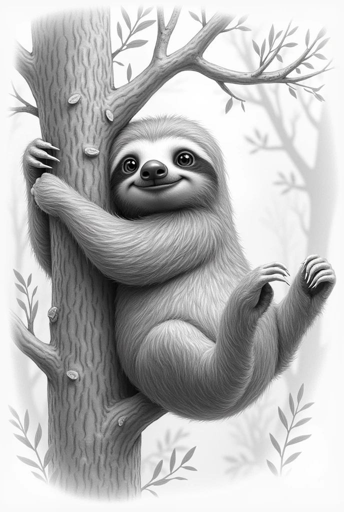 Pencil drawing representation of sloth