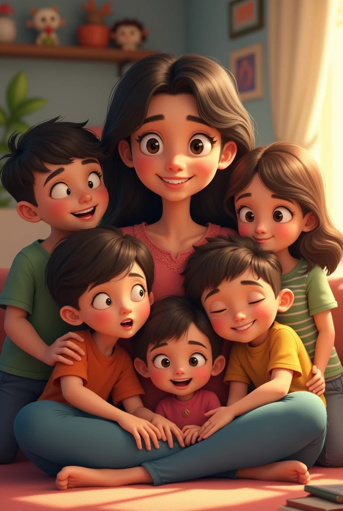 Mother with 5 s young and old