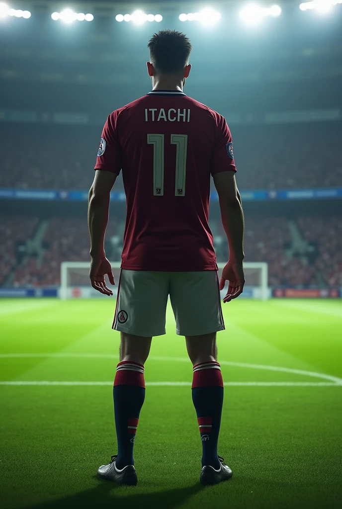 Create a soccer player with his back turned to me and the name ITACHI
