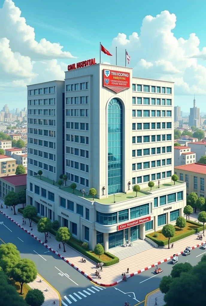 A full size paper of hospital with  name civil hospital meham 