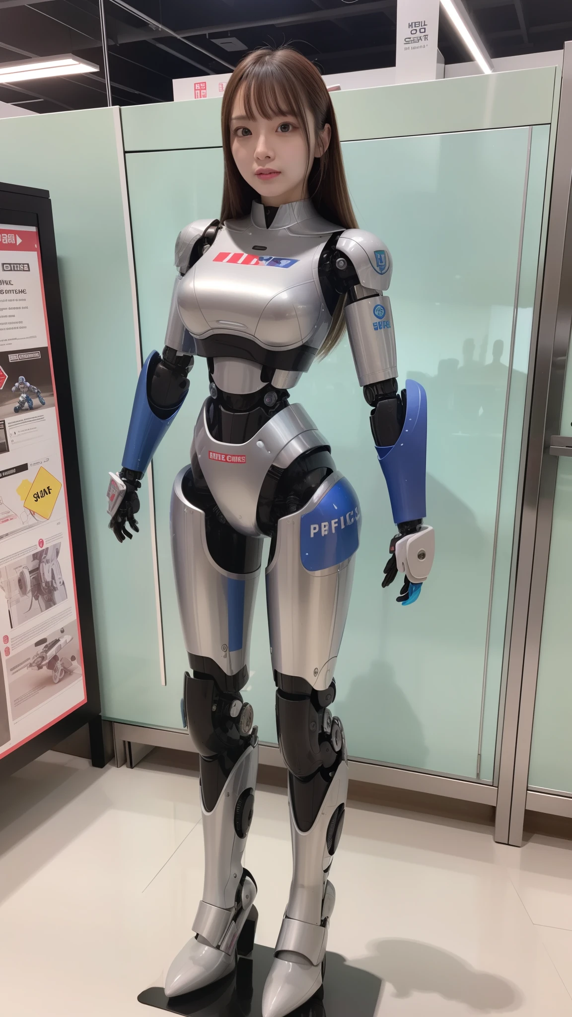 one robot woman, hyperdetailed face, Super well-formed face, armored robot, Police, robot, perfect-female-robot, perfect-mechanical-body