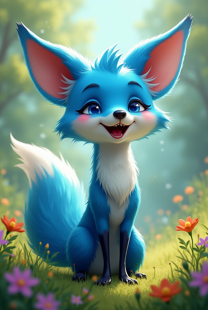 A blue fox who loves to sing