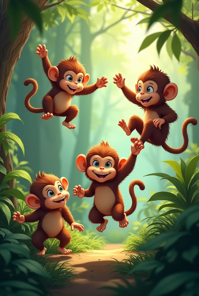 There are many brown little monkeys.