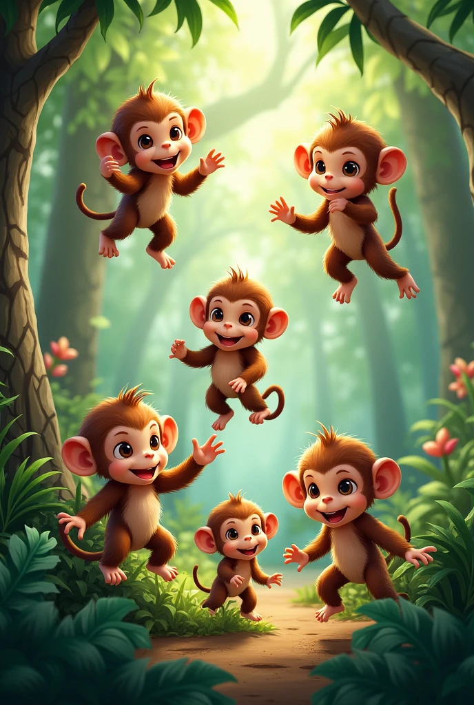 There are many brown little monkeys.