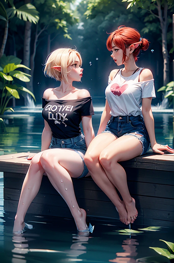 (High Resolution, Pixel Perfect, Gorgeous Illustration), (Ultra High Definition, Masterpiece, Spiritual: 1.4), only one person,Single Woman, (Breast Tightness: 1.3), (Slut 1.25), ((( T-shirt) ))), (No bra), (Real: 1.8), (Real: 1.4), (Unreasonable: 1.4), 8K, high definition, beautiful and delicate adult face, (Single: 1.4), (Red Honey) hair, (((Pixie) cut))), 1 female, 35 years old, (Face viewer: 1.25), ((less skin exposed))Intricate body details, (Mature woman: 1.6), (Curves: 1.35), white back , bulge, provocative, wearing blue jeans, fitness model, thick body, superhero, bodybuilder, ((((carmelt))), mischievous face, upper body, bright facem、((Back view))((looking up)) bad anatomy