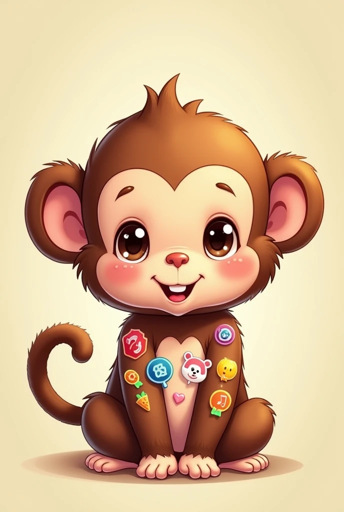 Cute little brown monkey multiple stickers