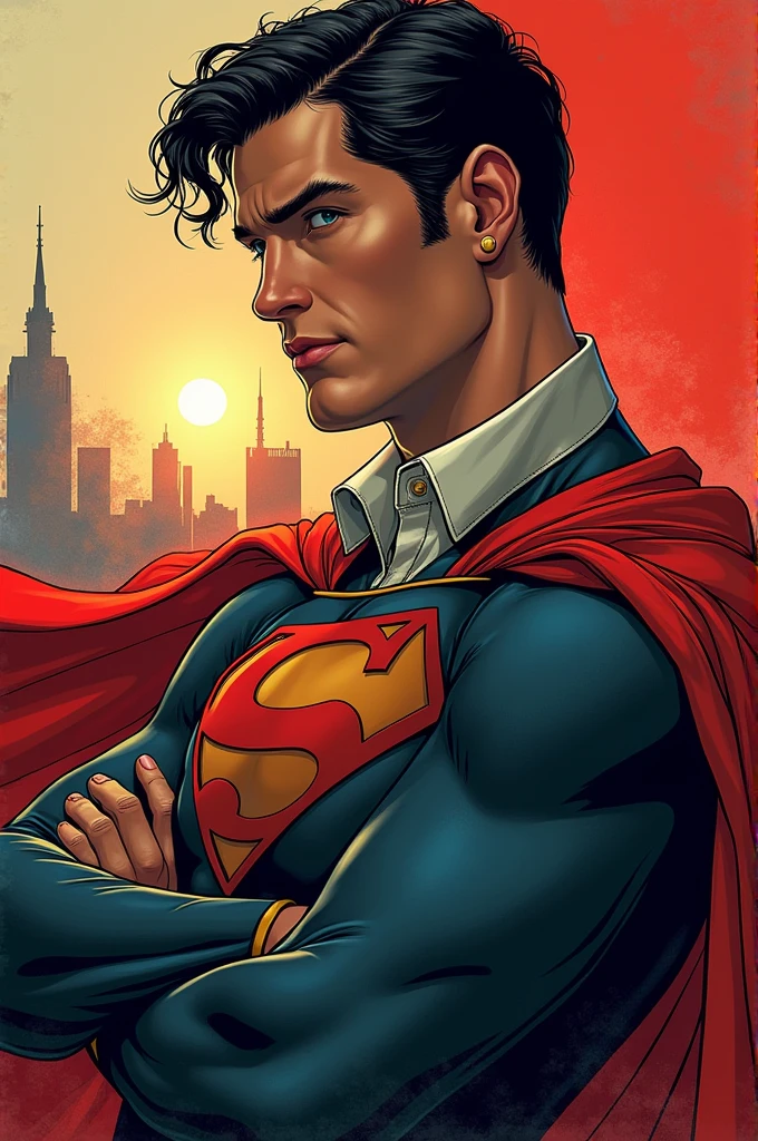 ((best quality)), ((masterpiece)), (detailed), perfect gun, lookism, enfrentando o superman