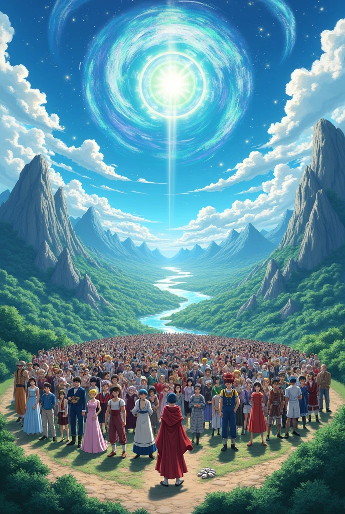 all famous anime protagonist in one landscape