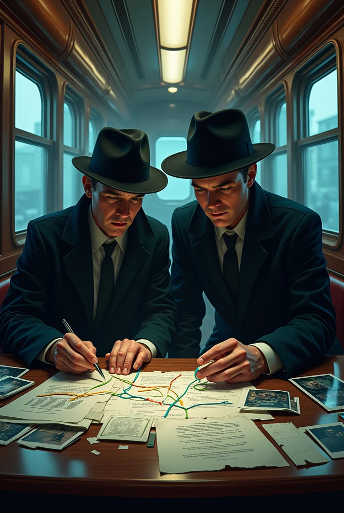 Detectives connecting links on a train