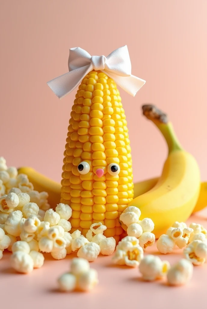 Corn with bow, popcorn and banana 